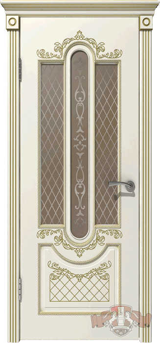 Межкомнатная дверь "Александрия", по, слоновая кость, патина капучино