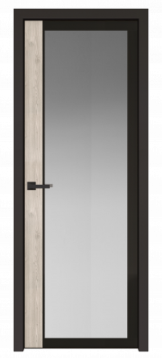 Межкомнатная дверь AGK - 6 черный матовый, стекло мателюкс серый, кромка матовая алюминиевая