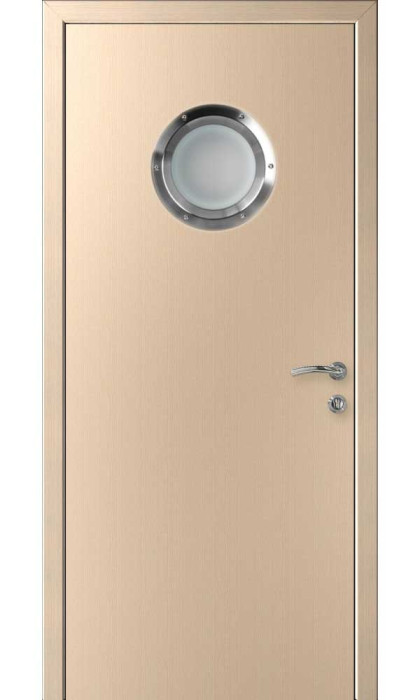 Дверь с иллюминатором дуб беленый, ПО