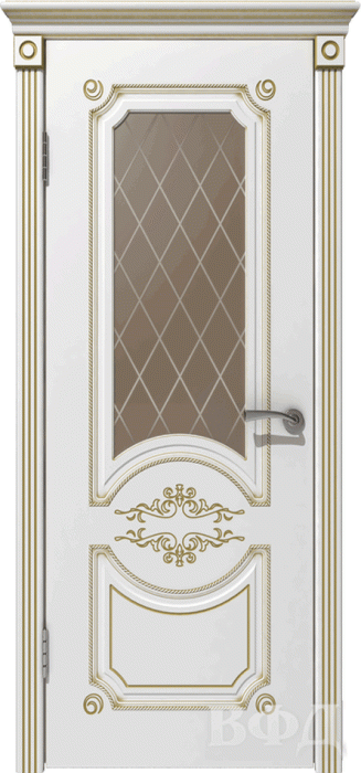 Межкомнатная дверь "Милана", по, белая, патина золото
