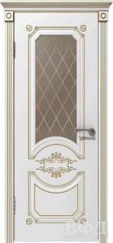 Межкомнатная дверь "Милана", по, белая, патина золото