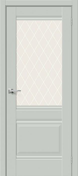 Межкомнатная дверь Прима-3 Grey Matt стекло White Сrystal