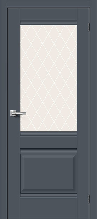 Межкомнатная дверь Прима-3 Stormy Matt стекло White Сrystal