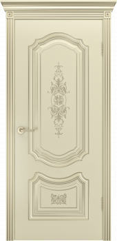 Межкомнатная дверь "Соло R-0 В3", пг, шампань с патиной белое золото