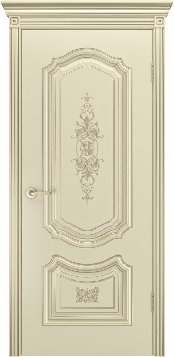 Межкомнатная дверь "Соло R-0 В3", пг, шампань с патиной белое золото