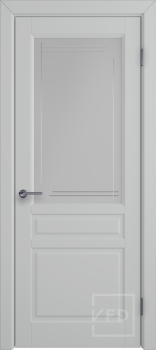 Межкомнатная дверь "Стокгольм", по, Silver, стекло бел.сат. с гравир