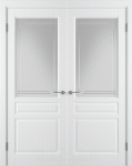 Межкомнатная дверь "Стокгольм", по, белый, сат. с гравировкой